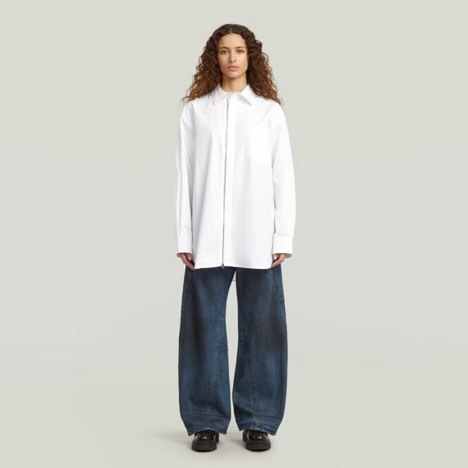 Oversized Poplin Shirt met Rits