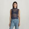 Pointelle gebreide mock top Pointelle gebreide mock top