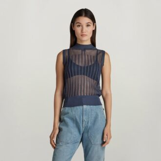 Pointelle gebreide mock top