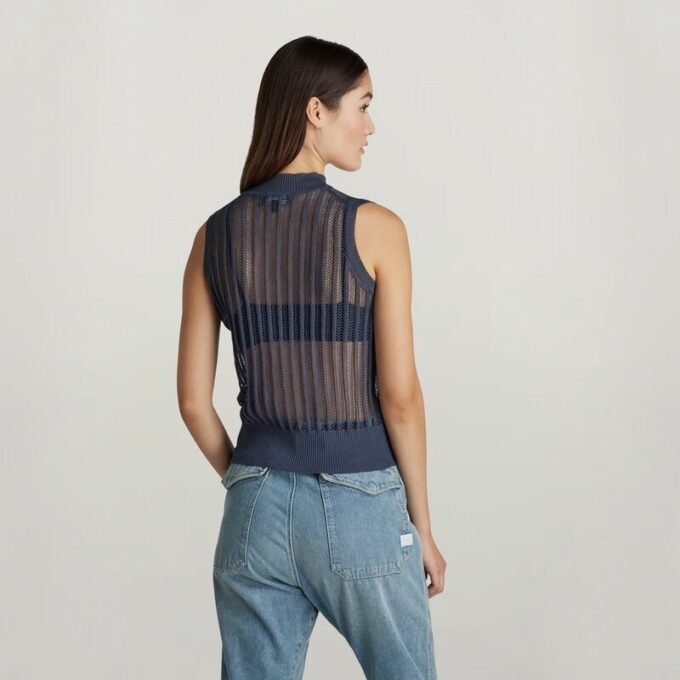 Pointelle gebreide mock top Pointelle gebreide mock top