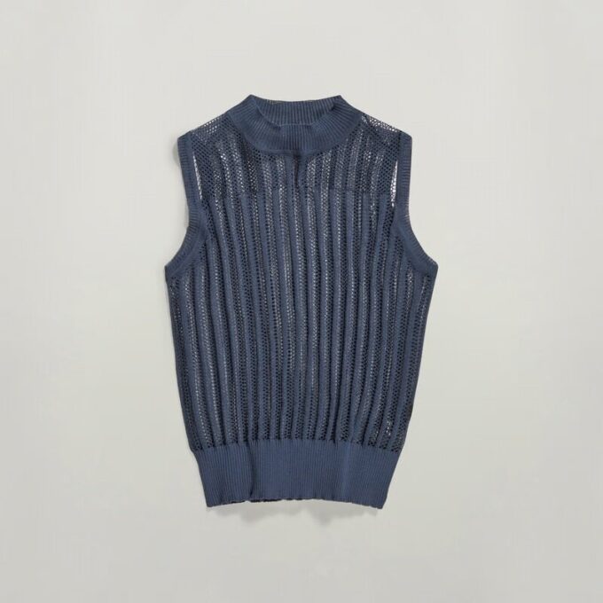 Pointelle gebreide mock top Pointelle gebreide mock top