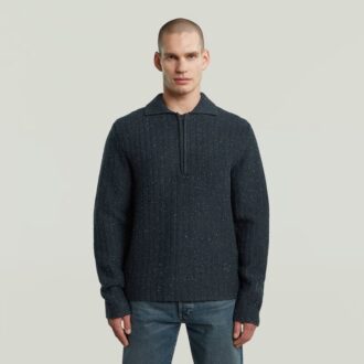 Polokraag halve rits gebreid