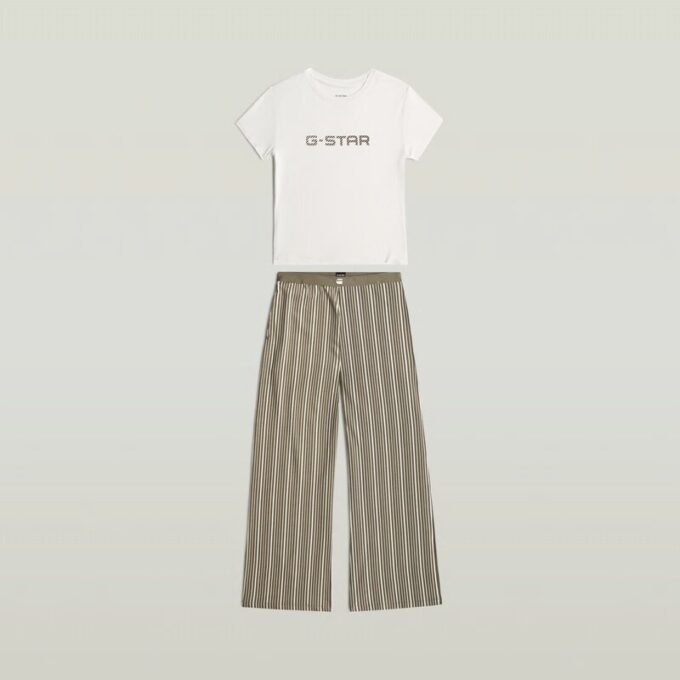 Pyjamaset met T-shirt en wijde pijpen Pyjamaset met T-shirt en wijde pijpen