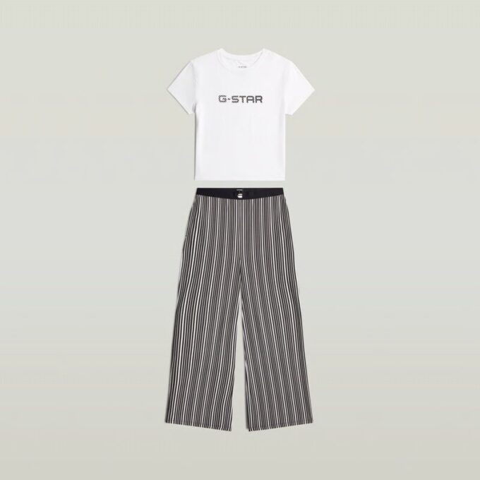 Pyjamaset met T-shirt en wijde pijpen Pyjamaset met T-shirt en wijde pijpen