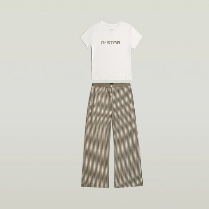 Pyjamaset met T-shirt en wijde pijpen Pyjamaset met T-shirt en wijde pijpen
