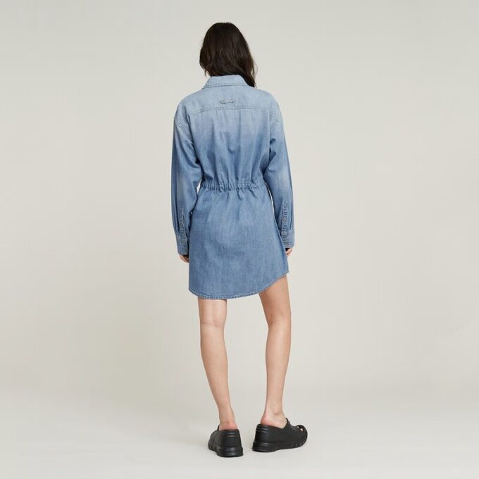 Relaxte denim jurk met trekkoord Relaxte denim jurk met trekkoord