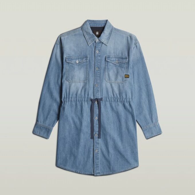 Relaxte denim jurk met trekkoord Relaxte denim jurk met trekkoord
