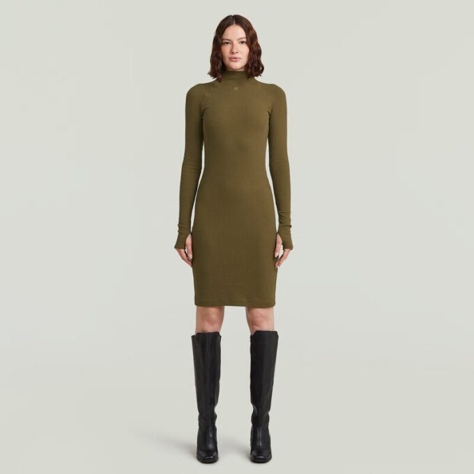 Rib slim-fit jurk