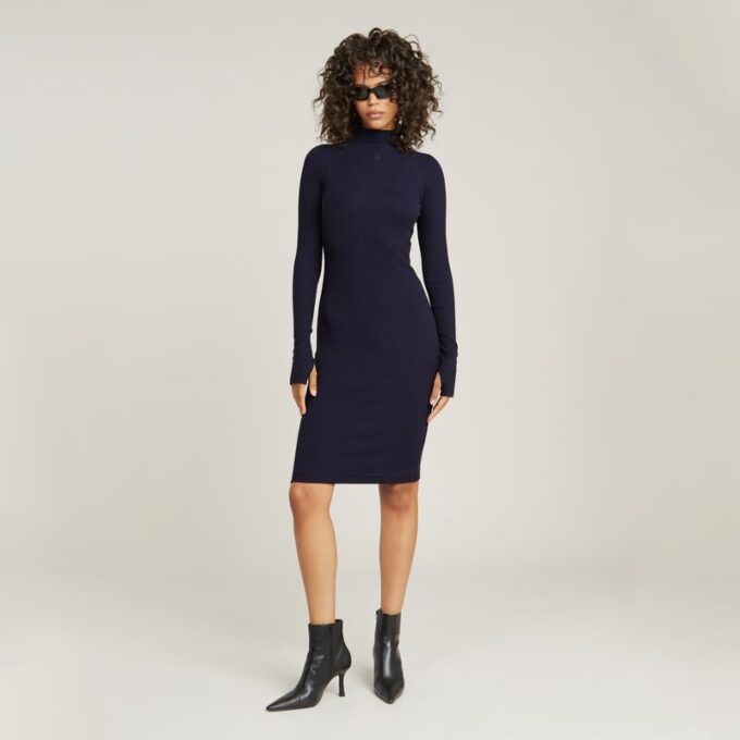 Rib slim-fit jurk