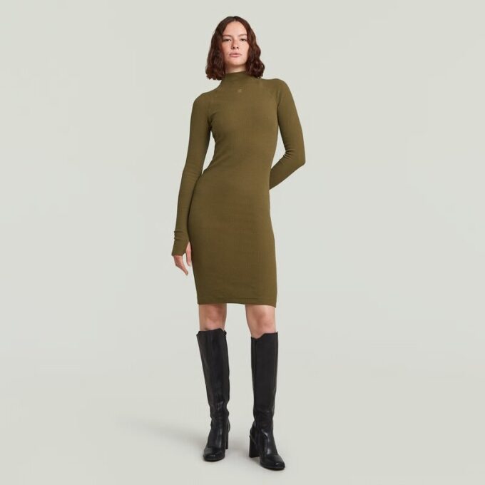Rib slim-fit jurk