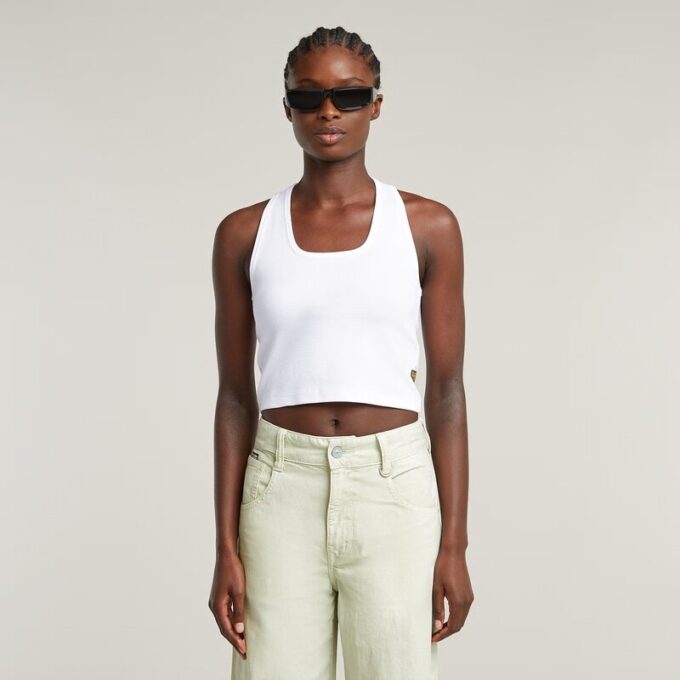 Slim crop top met drukknopen aan de achterkant Slim crop top met drukknopen aan de achterkant