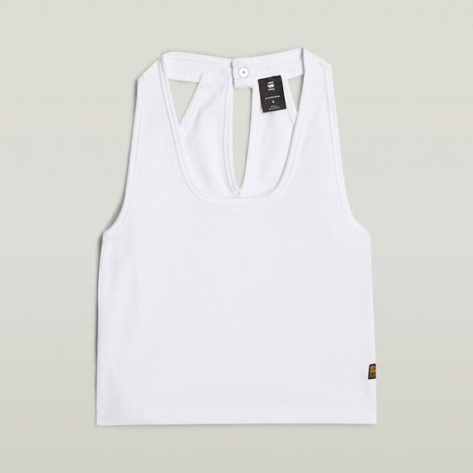 Slim crop top met drukknopen aan de achterkant Slim crop top met drukknopen aan de achterkant