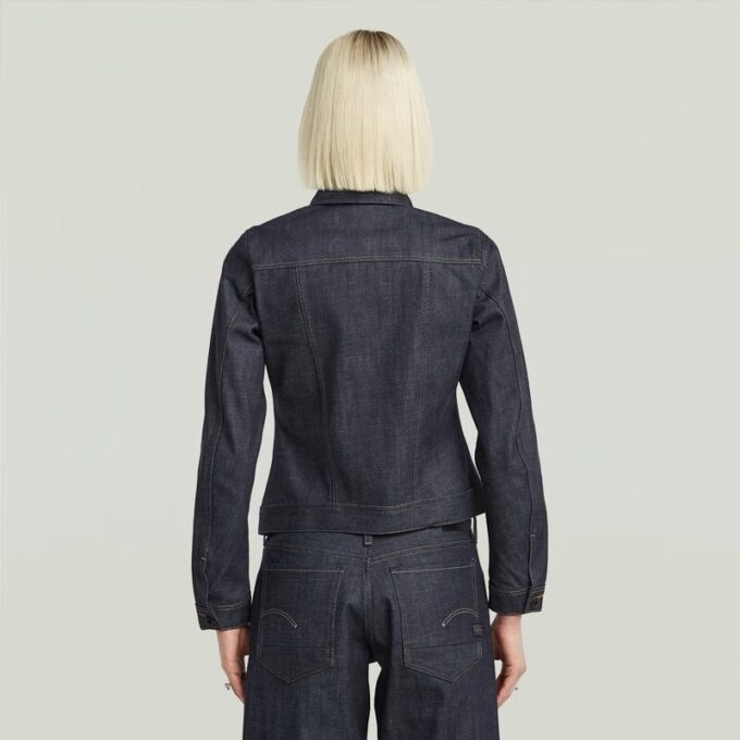 Slim-fit jasje met schuine zoom en selvedge-motief Slim-fit jasje met schuine zoom en selvedge-motief