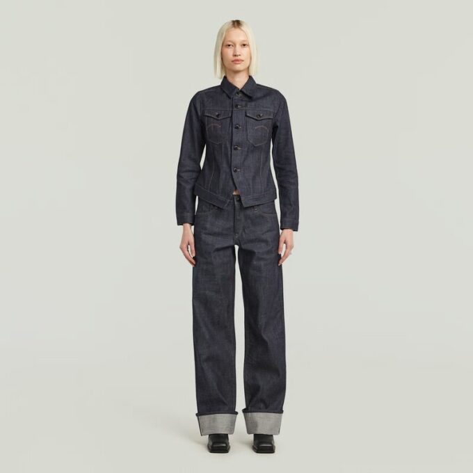 Slim-fit jasje met schuine zoom en selvedge-motief Slim-fit jasje met schuine zoom en selvedge-motief