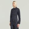 Slim-fit jasje met schuine zoom en selvedge-motief Slim-fit jasje met schuine zoom en selvedge-motief