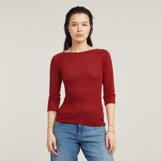 Slim-fit top met lage rug en 3/4 mouwen