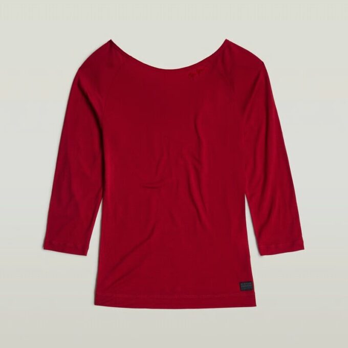 Slim-fit top met lage rug en 3/4 mouwen Slim-fit top met lage rug en 3/4 mouwen