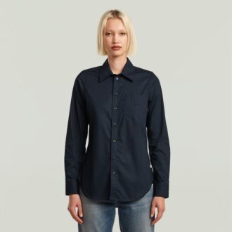Slim Poplin Shirt met Lange Mouwen