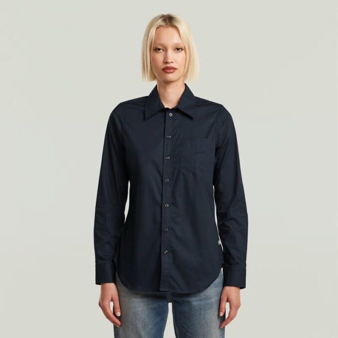 Slim Poplin Shirt met Lange Mouwen Slim Poplin Shirt met Lange Mouwen