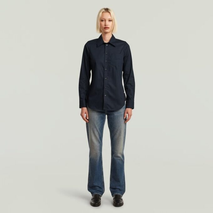 Slim Poplin Shirt met Lange Mouwen Slim Poplin Shirt met Lange Mouwen