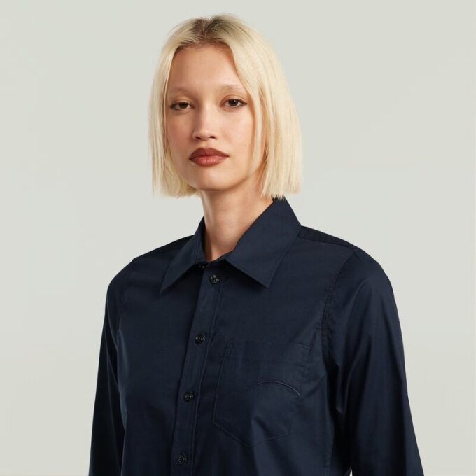 Slim Poplin Shirt met Lange Mouwen Slim Poplin Shirt met Lange Mouwen