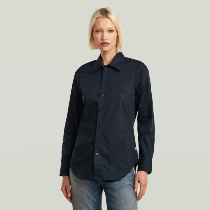 Slim Poplin Shirt met Lange Mouwen Slim Poplin Shirt met Lange Mouwen