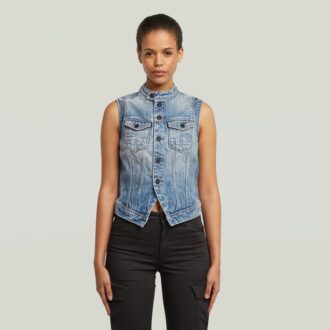 Slim vest met schuine zoom