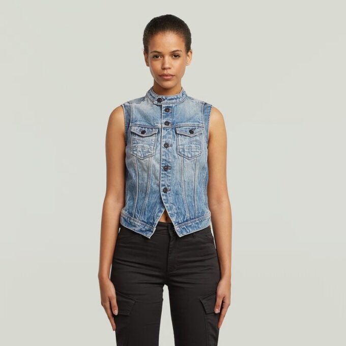 Slim vest met schuine zoom
