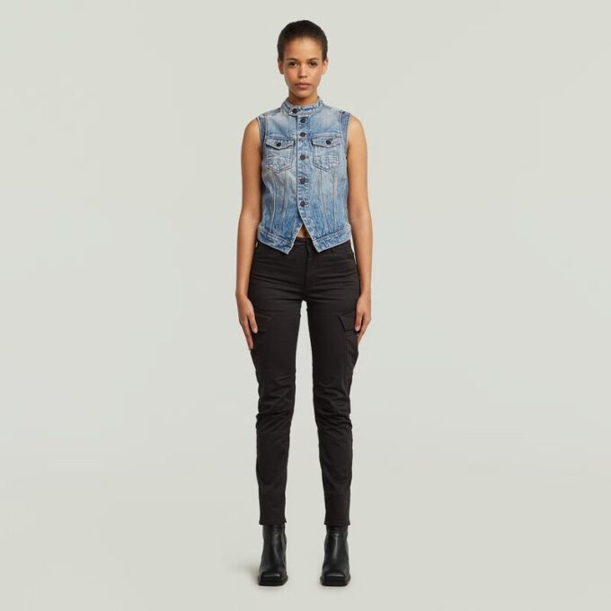 Slim vest met schuine zoom