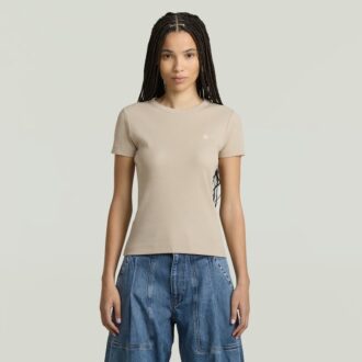 T-shirt met geribbelde kapmouw