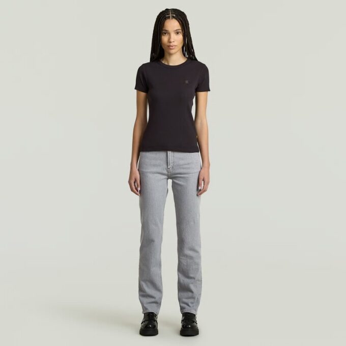T-shirt met geribbelde kapmouw T-shirt met geribbelde kapmouw