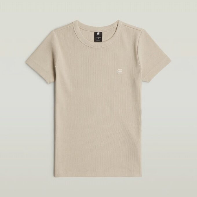T-shirt met geribbelde kapmouw T-shirt met geribbelde kapmouw