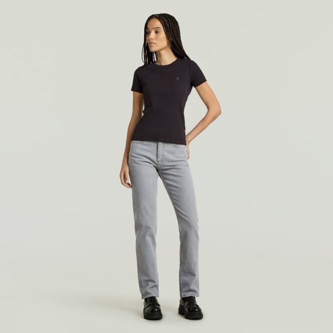 T-shirt met geribbelde kapmouw T-shirt met geribbelde kapmouw