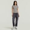 T-shirt met geribbelde kapmouw T-shirt met geribbelde kapmouw