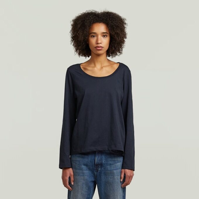 T-shirt met ronde hals en lange mouwen T-shirt met ronde hals en lange mouwen