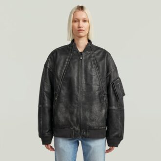 Unisex leren Macro Ballon Bomber
