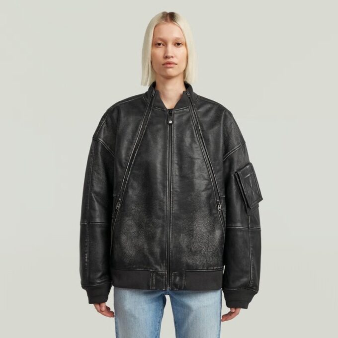Unisex leren Macro Ballon Bomber Unisex leren Macro Ballon Bomber
