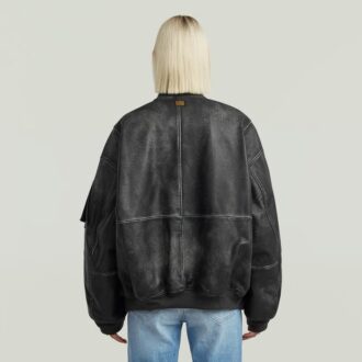 Unisex leren Macro Ballon Bomber