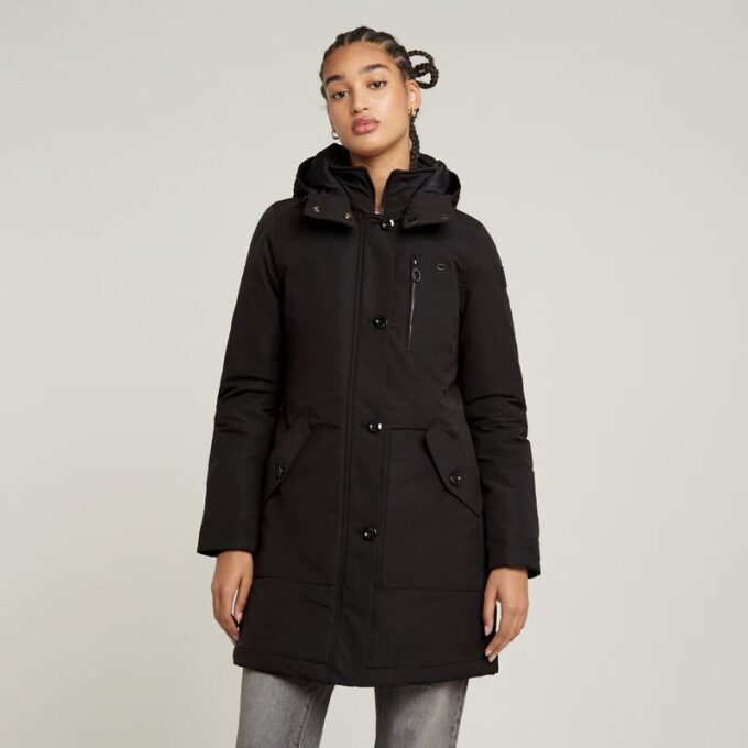 Vodan gewatteerde, slanke parka met capuchon Vodan gewatteerde, slanke parka met capuchon