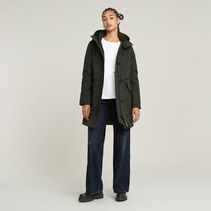 Vodan gewatteerde, slanke parka met capuchon Vodan gewatteerde, slanke parka met capuchon