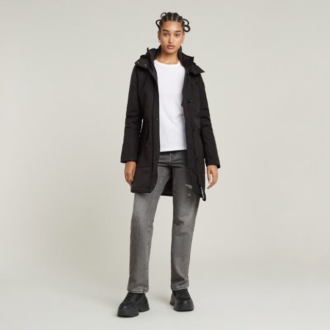 Vodan gewatteerde, slanke parka met capuchon Vodan gewatteerde, slanke parka met capuchon