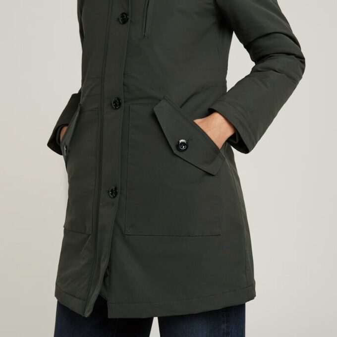 Vodan gewatteerde, slanke parka met capuchon Vodan gewatteerde, slanke parka met capuchon