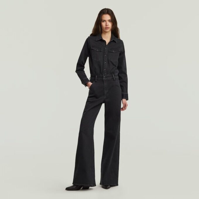 Western jumpsuit met wijde pijpen Western jumpsuit met wijde pijpen