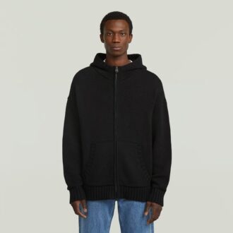 Zware gebreide hoodie met rits