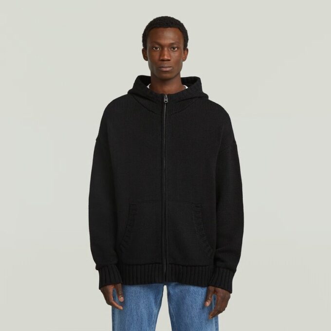 Zware gebreide hoodie met rits Zware gebreide hoodie met rits