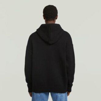 Zware gebreide hoodie met rits