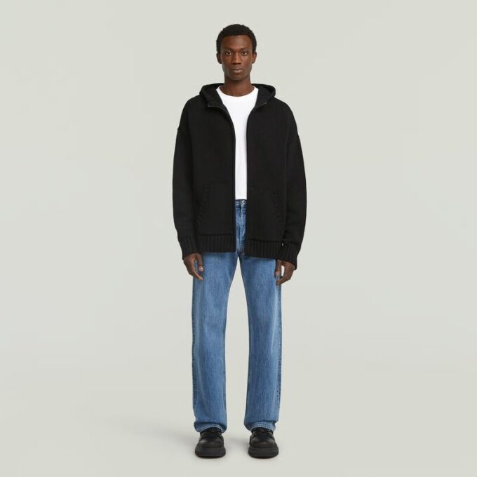 Zware gebreide hoodie met rits Zware gebreide hoodie met rits