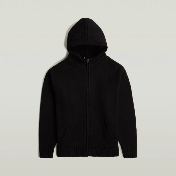 Zware gebreide hoodie met rits Zware gebreide hoodie met rits