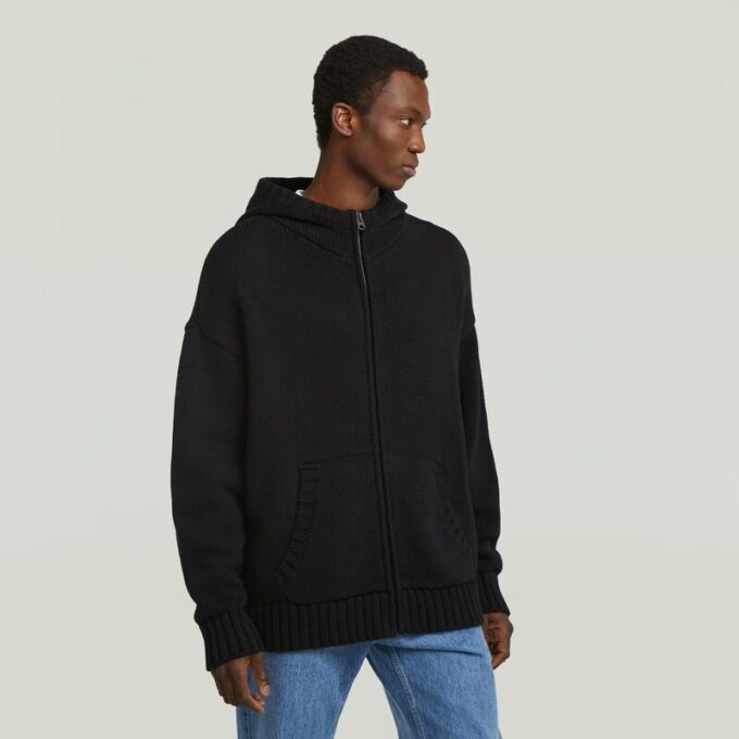 Zware gebreide hoodie met rits Zware gebreide hoodie met rits